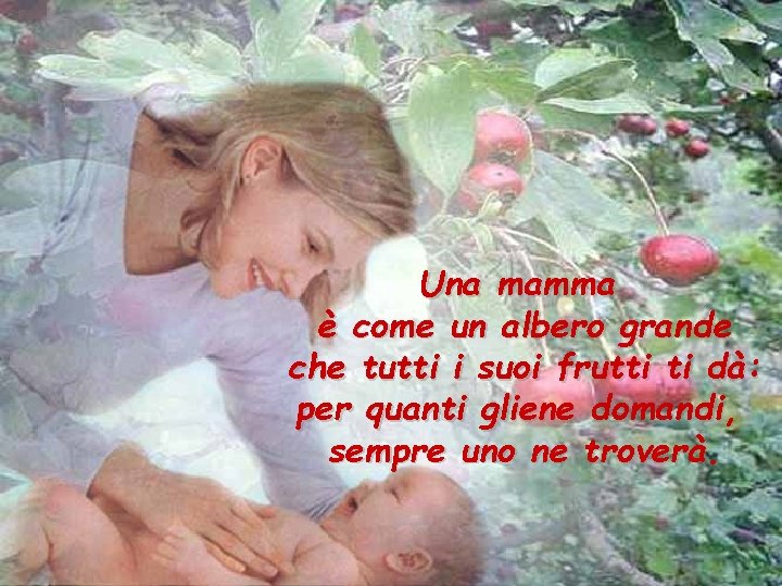 Una mamma è come un albero grande che tutti i suoi frutti ti dà: