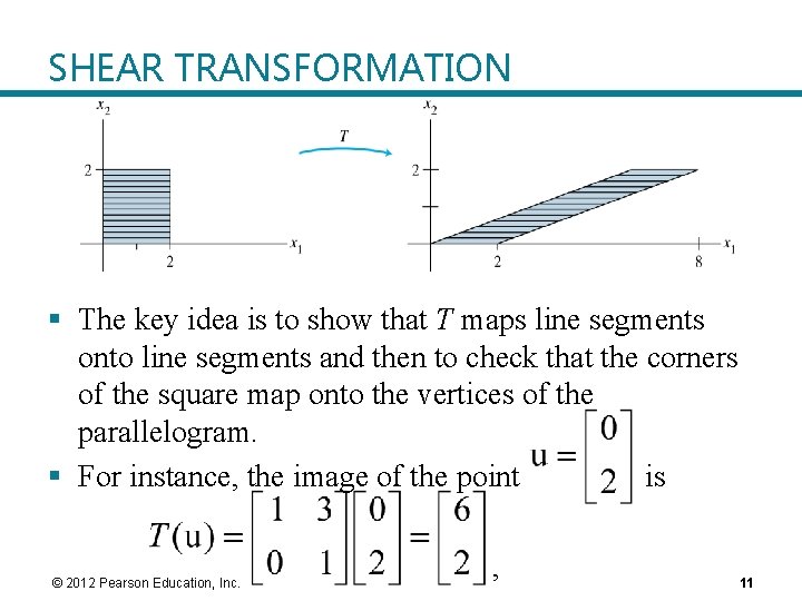 SHEAR TRANSFORMATION § The key idea is to show that T maps line segments