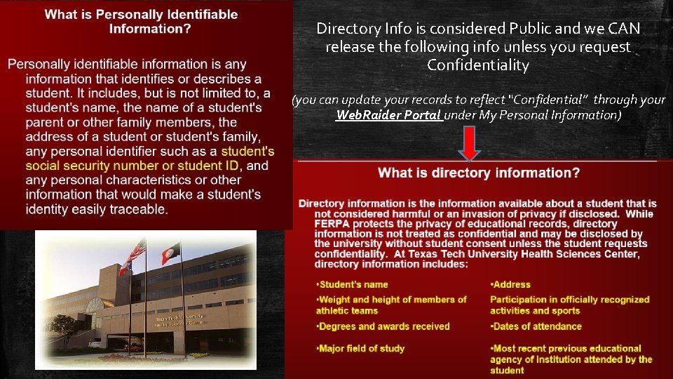 Directory Info is considered Public and we CAN release the following info unless you