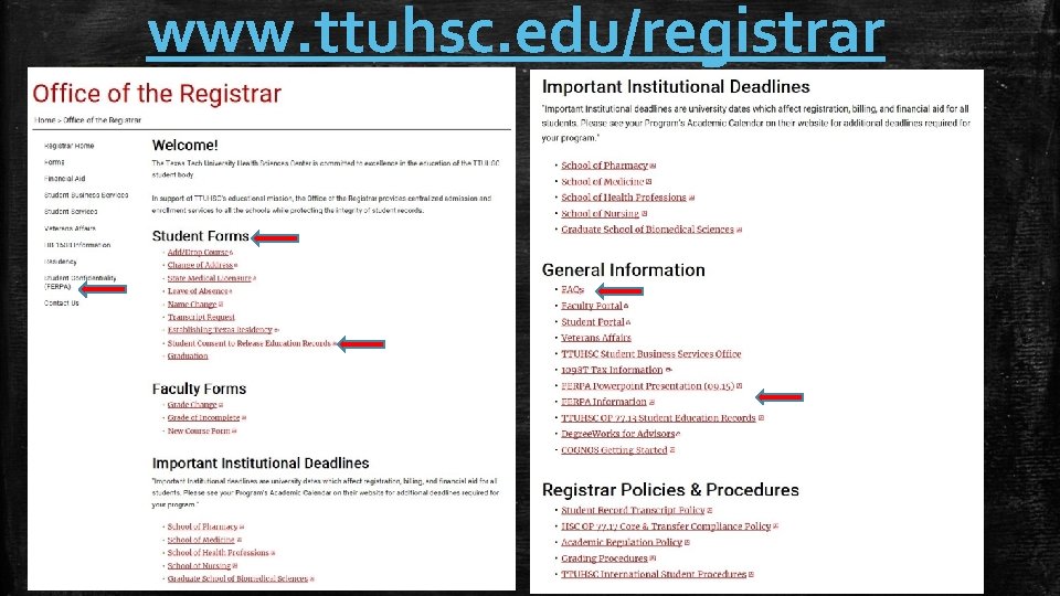 www. ttuhsc. edu/registrar 