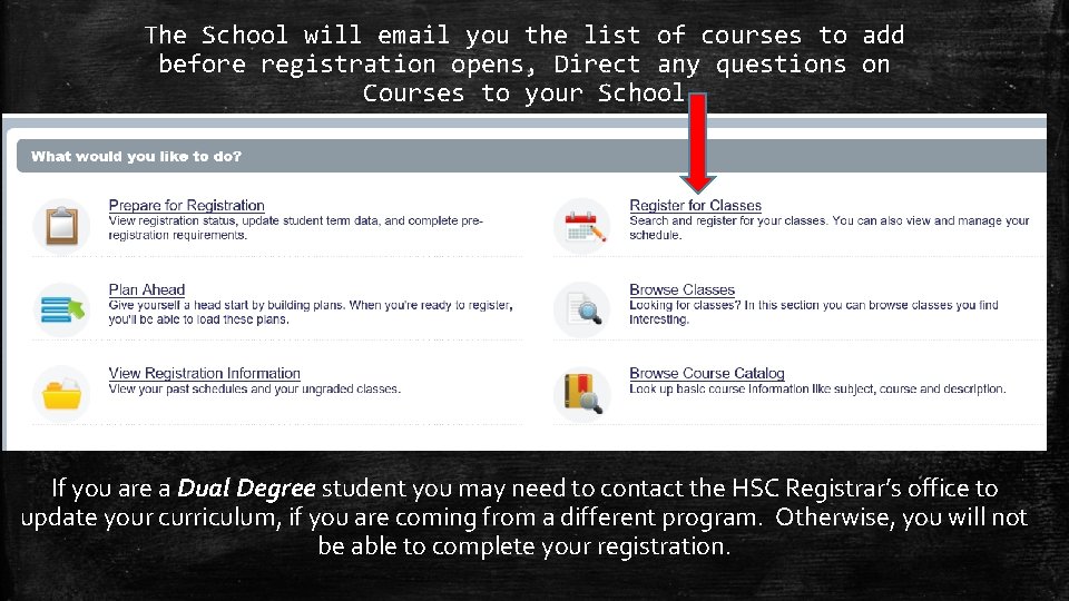 The School will email you the list of courses to add before registration opens,