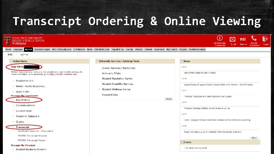 Transcript Ordering & Online Viewing 