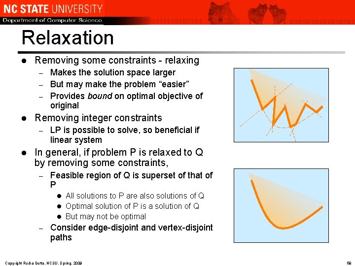 Relaxation l Removing some constraints - relaxing Makes the solution space larger – But