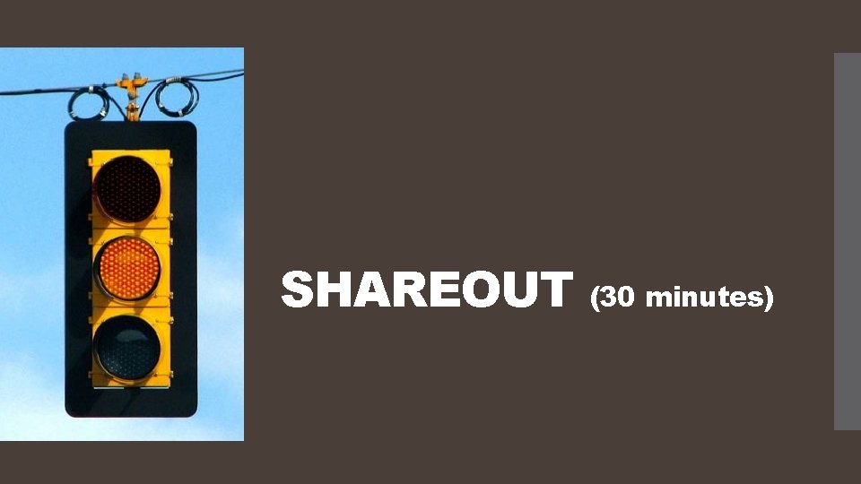 SHAREOUT (30 minutes) 