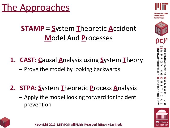 The Approaches STAMP = System Theoretic Accident Model And Processes 1. CAST: Causal Analysis
