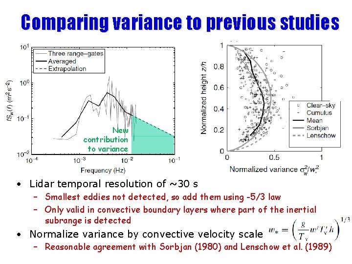Comparing variance to previous studies New contribution to variance • Lidar temporal resolution of