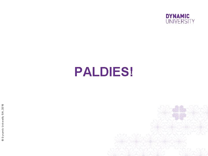 © Dynamic University SIA, 2019 PALDIES! 