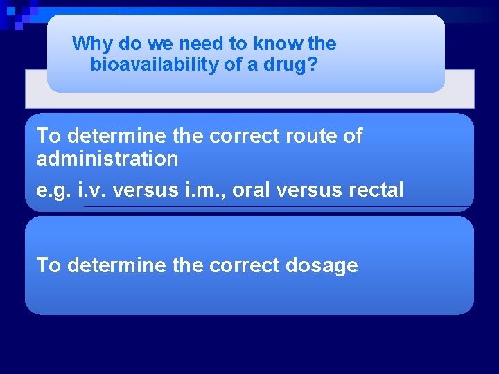 Why do we need to know the bioavailability of a drug? To determine the