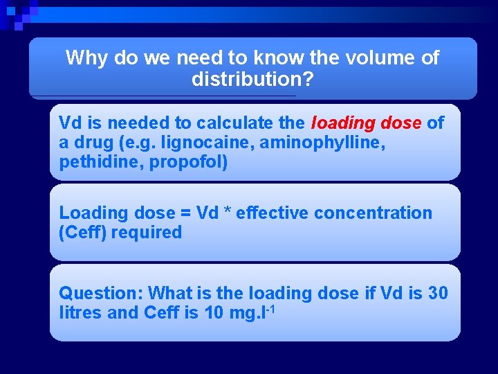 Why do we need to know the volume of distribution? Vd is needed to