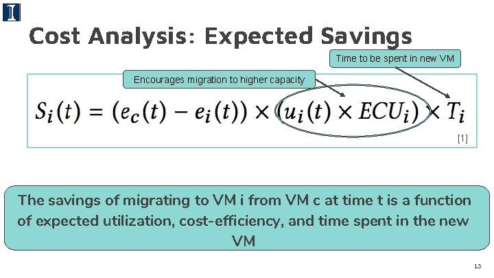 Cost Analysis: Expected Savings Time to be spent in new VM Encourages migration to