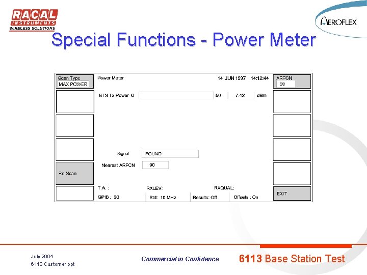 Special Functions - Power Meter July 2004 6113 Customer. ppt Commercial in Confidence 6113