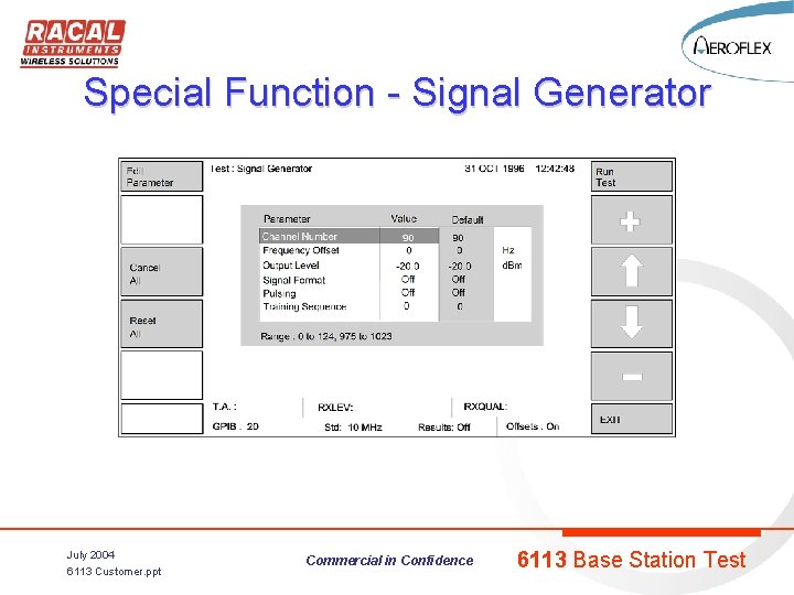 Special Function - Signal Generator July 2004 6113 Customer. ppt Commercial in Confidence 6113