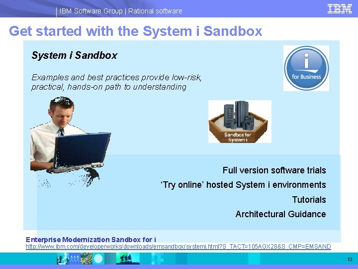 IBM Software Group | Rational software Get started with the System i Sandbox Examples