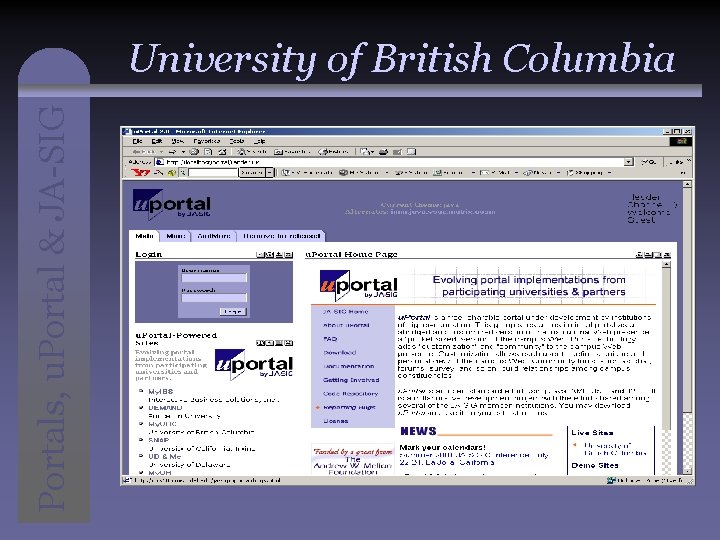 Portals, u. Portal & JA-SIG University of British Columbia 