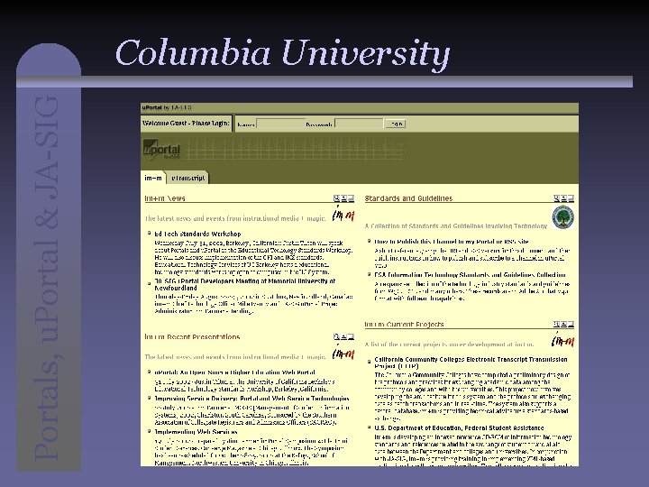 Portals, u. Portal & JA-SIG Columbia University 