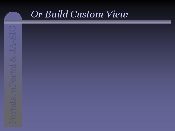 Portals, u. Portal & JA-SIG Or Build Custom View 