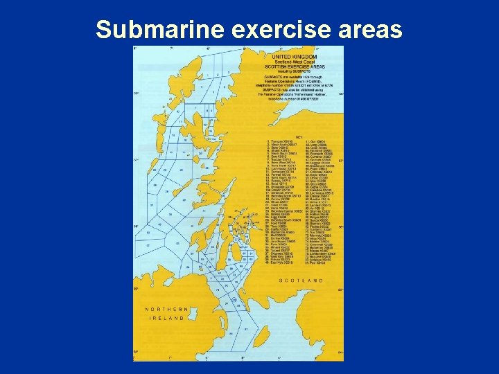 Submarine exercise areas 