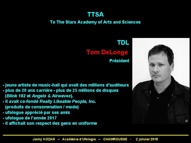 TTSA To The Stars Academy of Arts and Sciences TDL Tom De. Longe Président