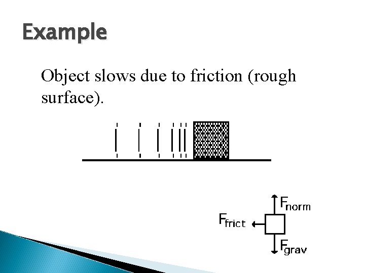 Example Object slows due to friction (rough surface). 