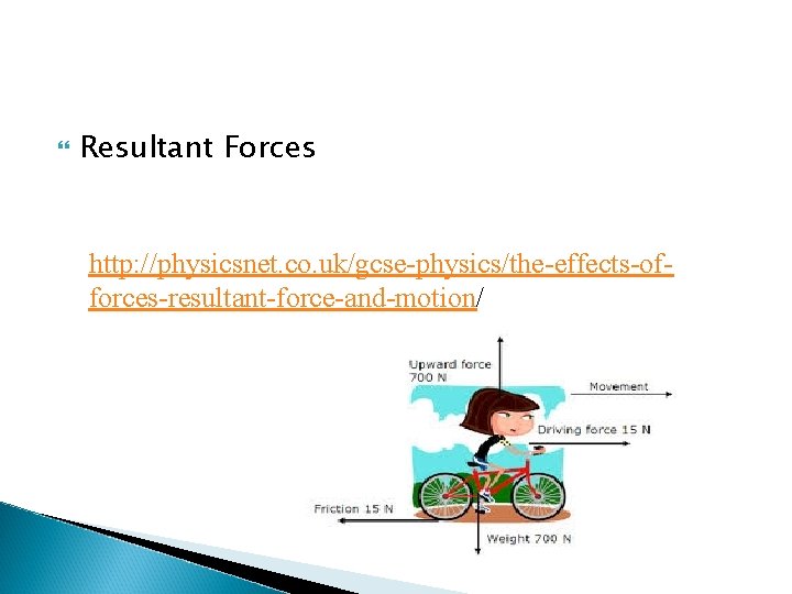  Resultant Forces http: //physicsnet. co. uk/gcse-physics/the-effects-offorces-resultant-force-and-motion/ 