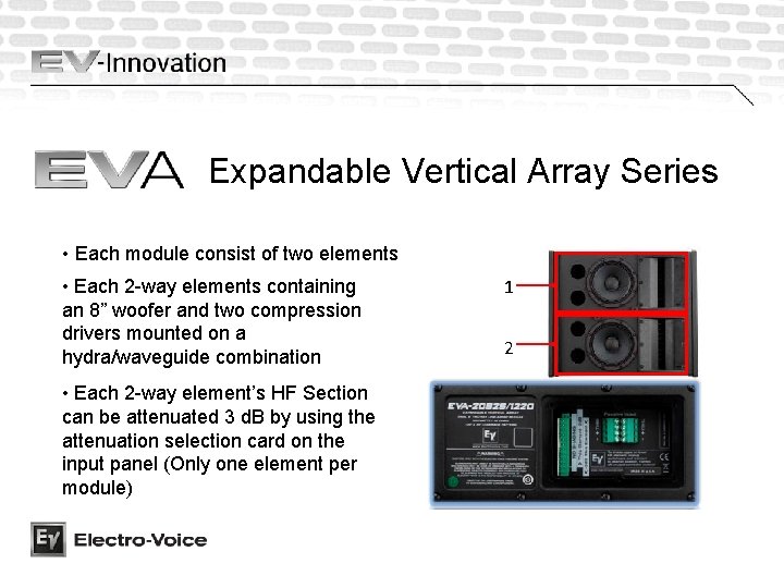 Expandable Vertical Array Series • Each module consist of two elements • Each 2