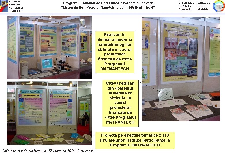 Ministerul Educatiei, Cercetarii si Tineretului Programul National de Cercetare-Dezvoltare si Inovare “Materiale Noi, Micro
