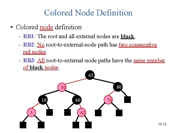 Colored Node Definition • Colored node definition – RB 1: The root and all Colored Node Definition • Colored node definition – RB 1: The root and all