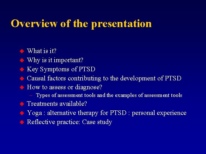 Overview of the presentation u u u What is it? Why is it important?