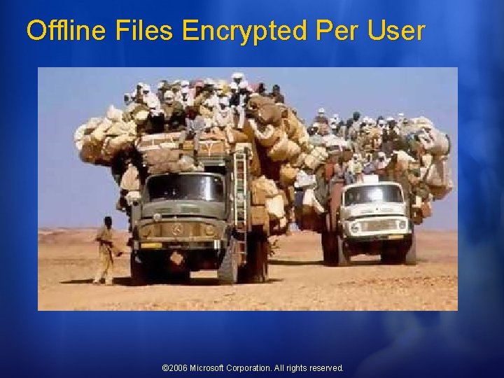 Offline Files Encrypted Per User © 2006 Microsoft Corporation. All rights reserved. 