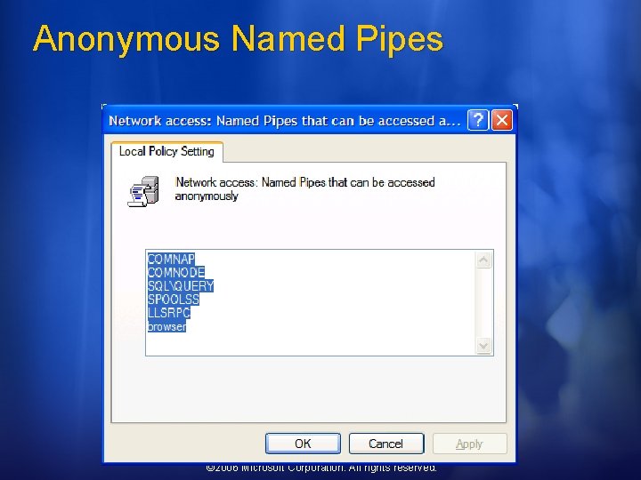 Anonymous Named Pipes © 2006 Microsoft Corporation. All rights reserved. 