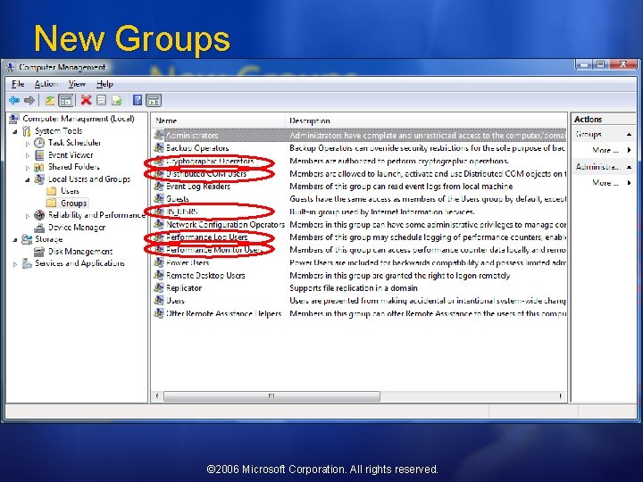 New Groups © 2006 Microsoft Corporation. All rights reserved. 