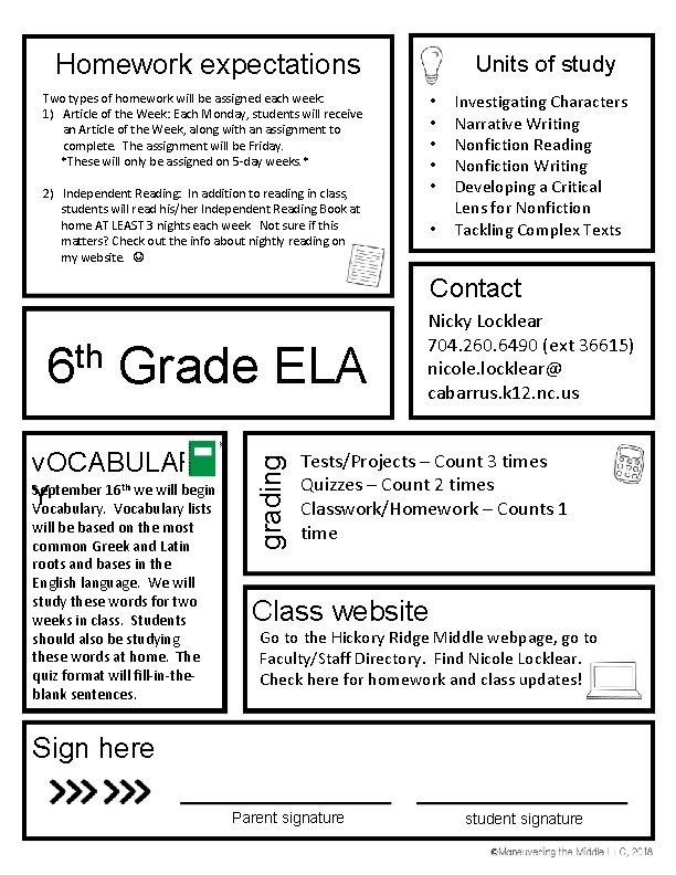 Homework expectations Units of study Two types of homework will be assigned each week: