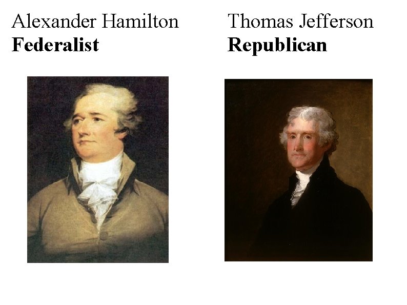 Alexander Hamilton Federalist Thomas Jefferson Republican 