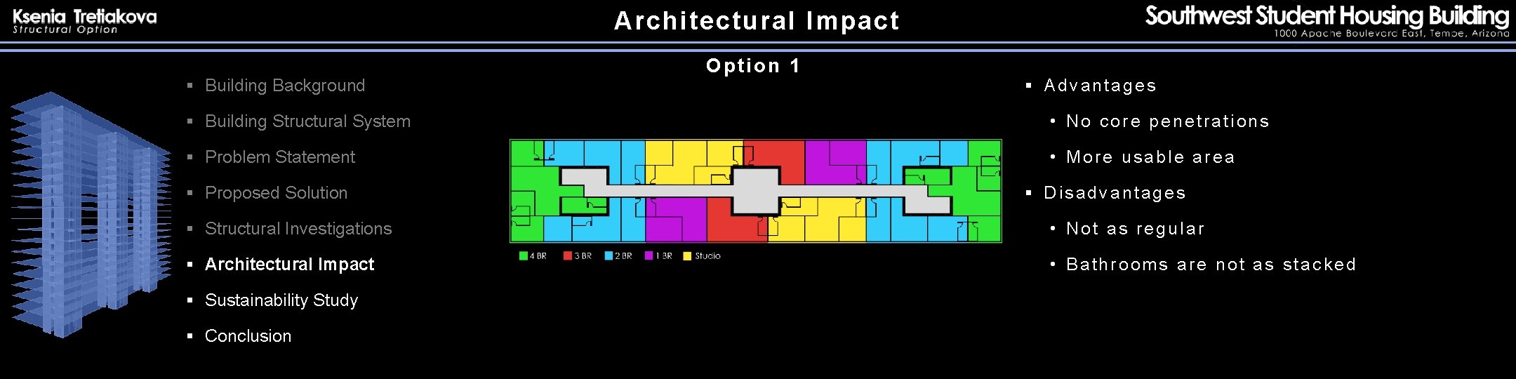 Architectural Impact § Building Background Option 1 § Advantages § Building Structural System •