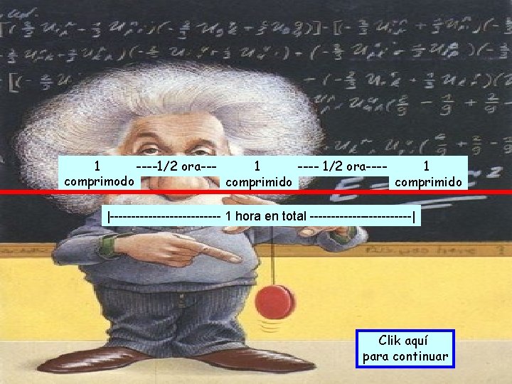 1 ----1/2 ora------ 1/2 ora---1 1 comprimodo comprimido |------------- 1 hora en total ------------|