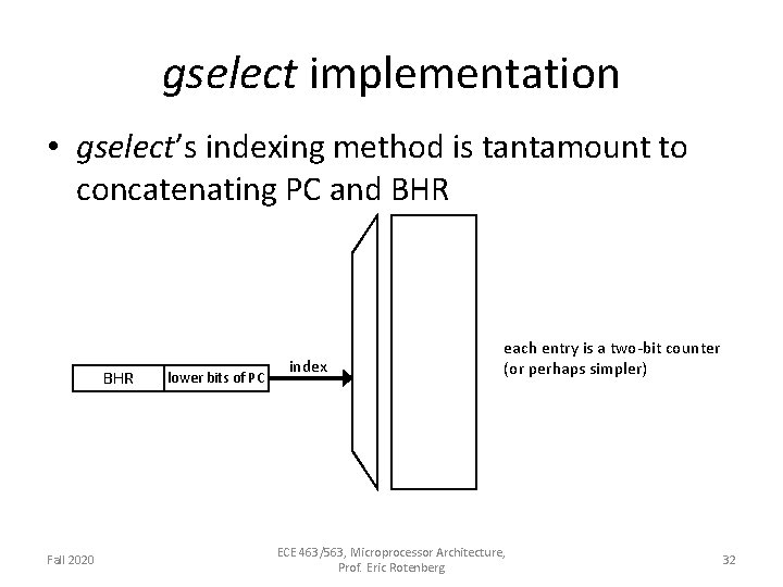 gselect implementation • gselect’s indexing method is tantamount to concatenating PC and BHR Fall
