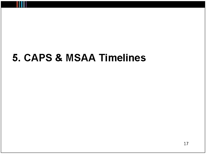 5. CAPS & MSAA Timelines 17 