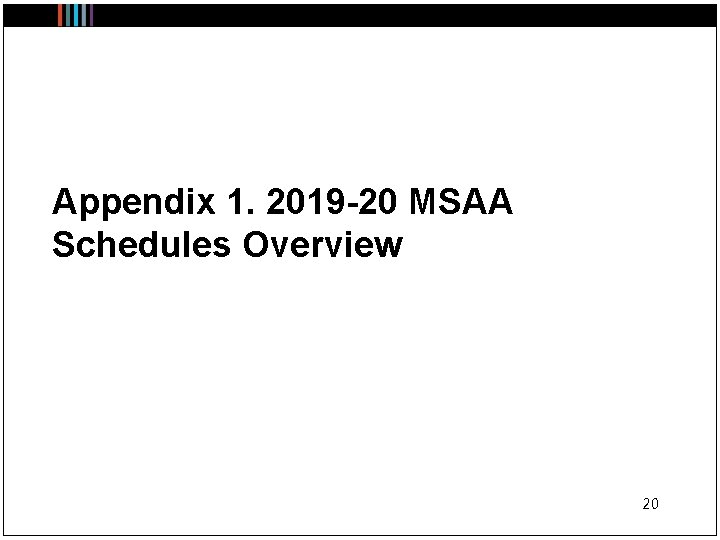 Appendix 1. 2019 -20 MSAA Schedules Overview 20 