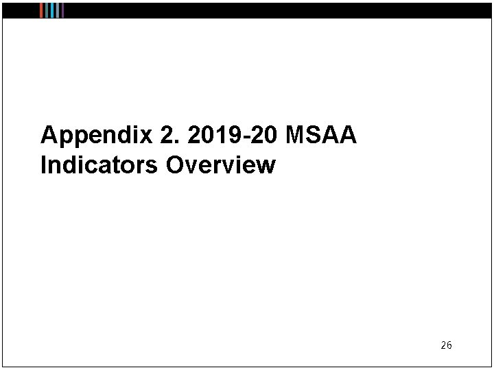 Appendix 2. 2019 -20 MSAA Indicators Overview 26 