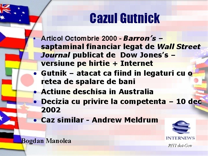 Cazul Gutnick • Articol Octombrie 2000 - Barron’s – saptaminal financiar legat de Wall