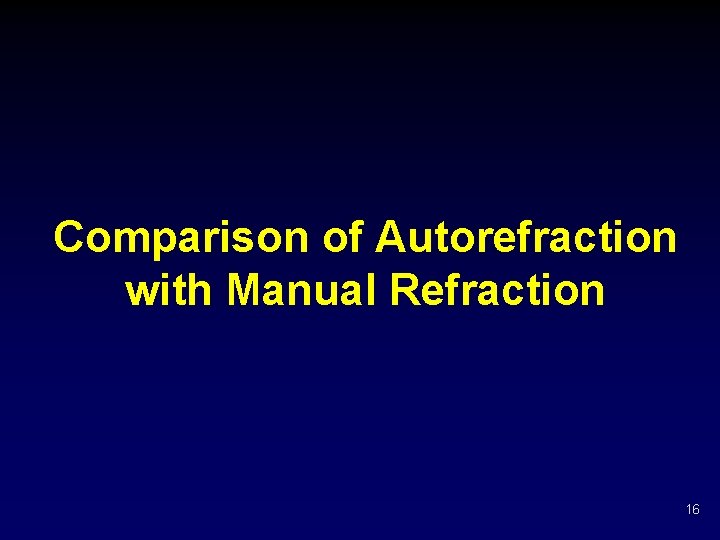 Comparison of Autorefraction with Manual Refraction 16 