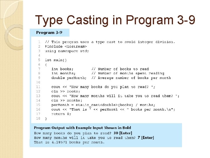 Type Casting in Program 3 -9 