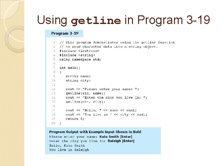 Using getline in Program 3 -19 