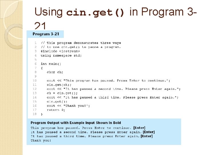 Using cin. get() in Program 321 