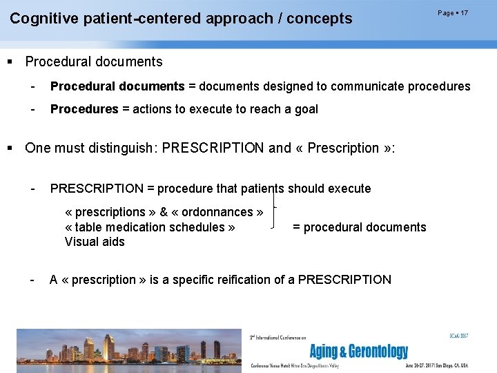 Cognitive patient-centered approach / concepts Page 17 Procedural documents - Procedural documents = documents