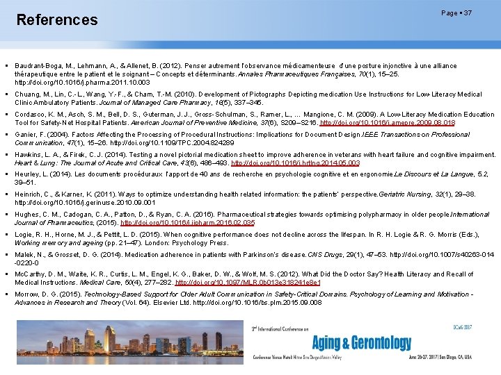 References Page 37 Baudrant-Boga, M. , Lehmann, A. , & Allenet, B. (2012). Penser