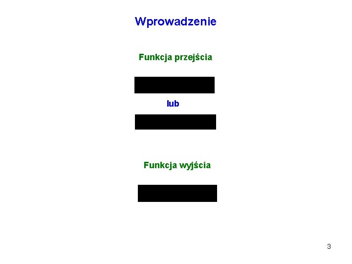 Wprowadzenie Funkcja przejścia lub Funkcja wyjścia 3 