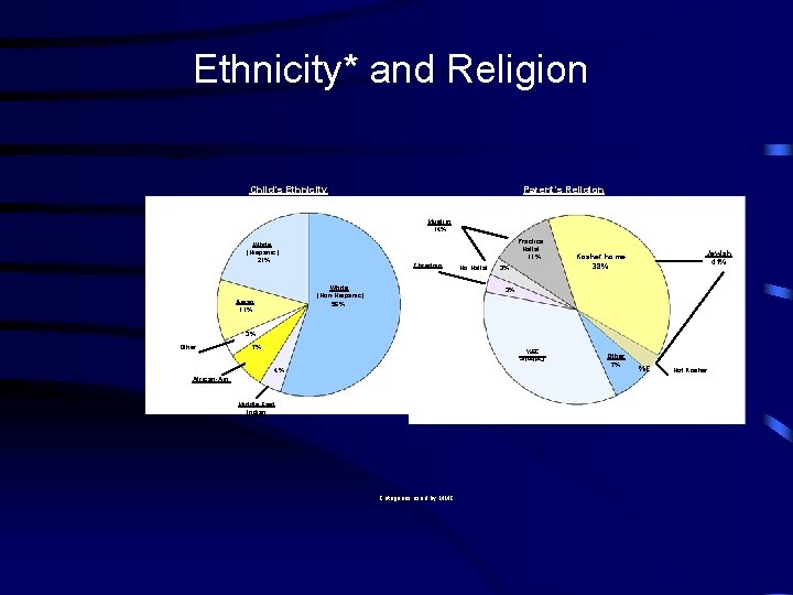 Ethnicity* and Religion (Parents’ Report) Child’s Ethnicity Parent’s Religion Muslim 14% Practice Hallal 11%