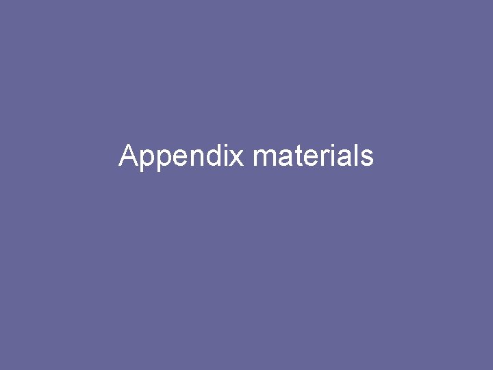 Appendix materials 