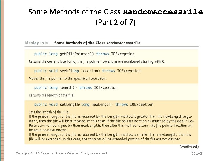 Some Methods of the Class Random. Access. File (Part 2 of 7) Copyright ©